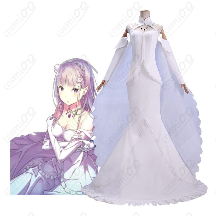 『Re:ゼロから始める異世界生活』エミリア花嫁姿コスプレ衣装の着用イメージと商品全体