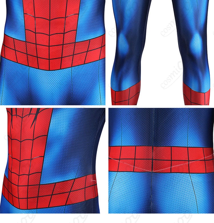 スパイダーマン全身ボディスーツの腰周りと切り替えディテール