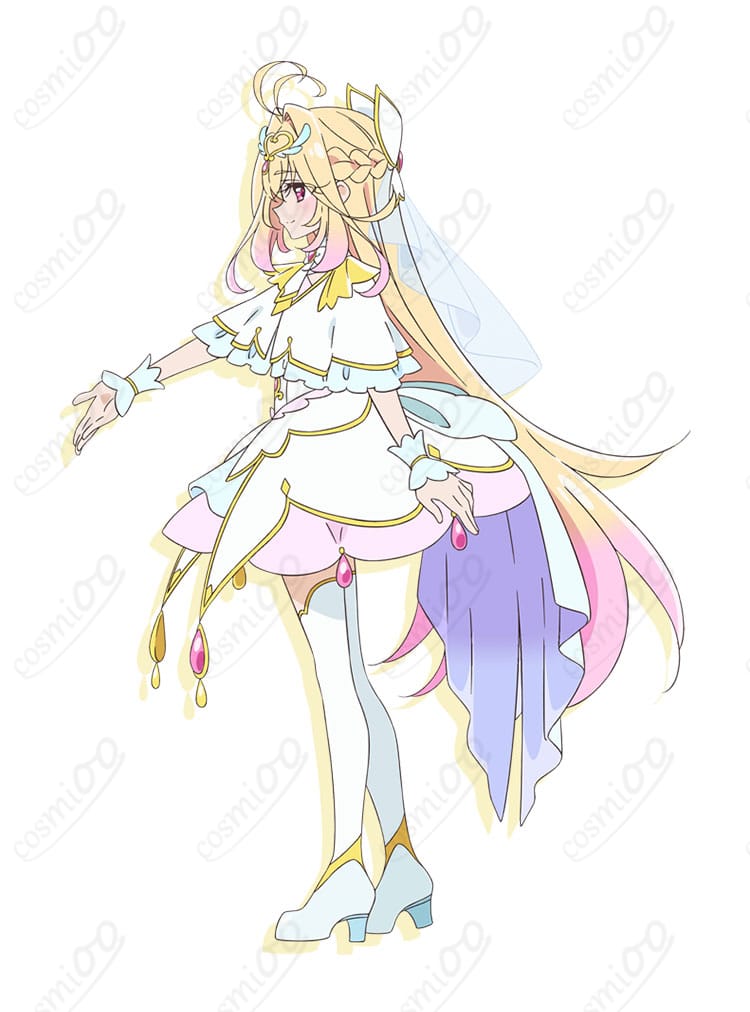 名探偵プリキュア！キュアアルカナ変身後衣装の側面シルエットと手首飾り