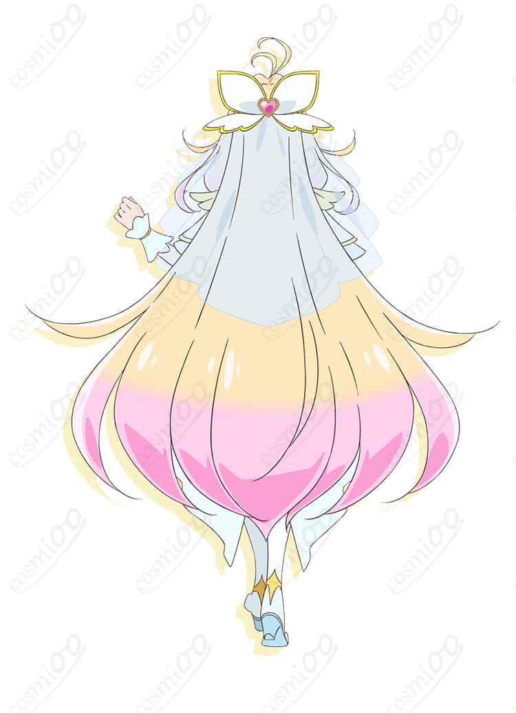 キュアアルカナ変身後コスプレ衣装の背面デザインと髪飾り