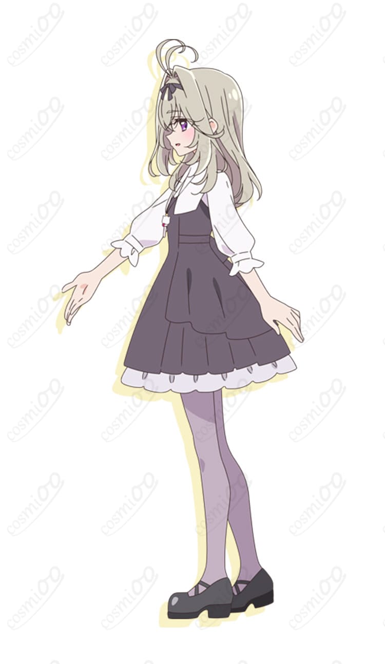 森亜るるか(キュアアルカナ)変身前衣装の側面とスカートシルエット