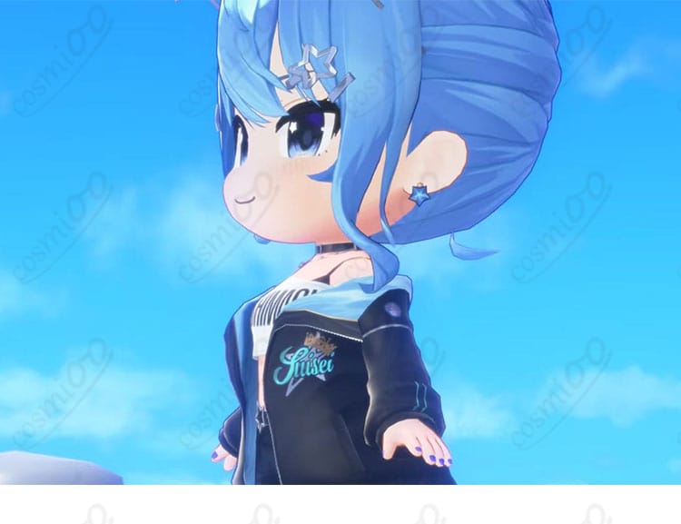 星街すいせい水着Ver.コスプレ衣装を左側から見た重ね着シルエット