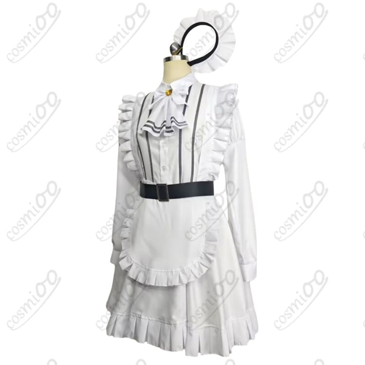 勝利の女神：NIKKE（ニケ）スノーホワイト（スノホワ）着脱しやすい白メイド衣装7点セット - 2枚目の画像