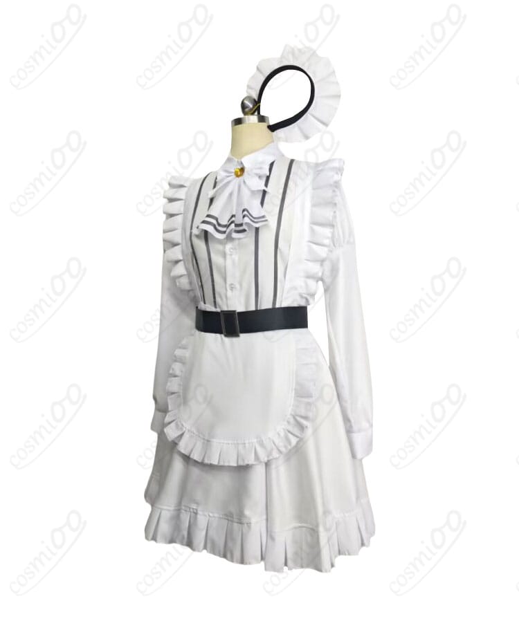勝利の女神:NIKKEスノーホワイト白メイド衣装の側面シルエット