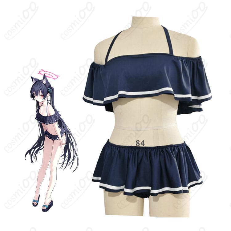 ブルーアーカイブ黒見セリカのキャラクターイメージと水着Ver.コスプレ衣装全体