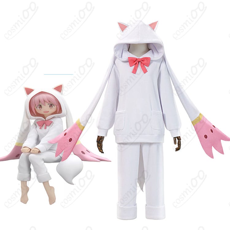 鹿目まどかのキャラクターイメージとキュゥべえ着ぐるみパジャマ衣装の商品画像