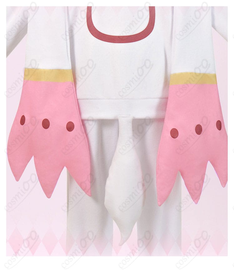 キュゥべえ着ぐるみパジャマ衣装のリボンと服飾ディテール