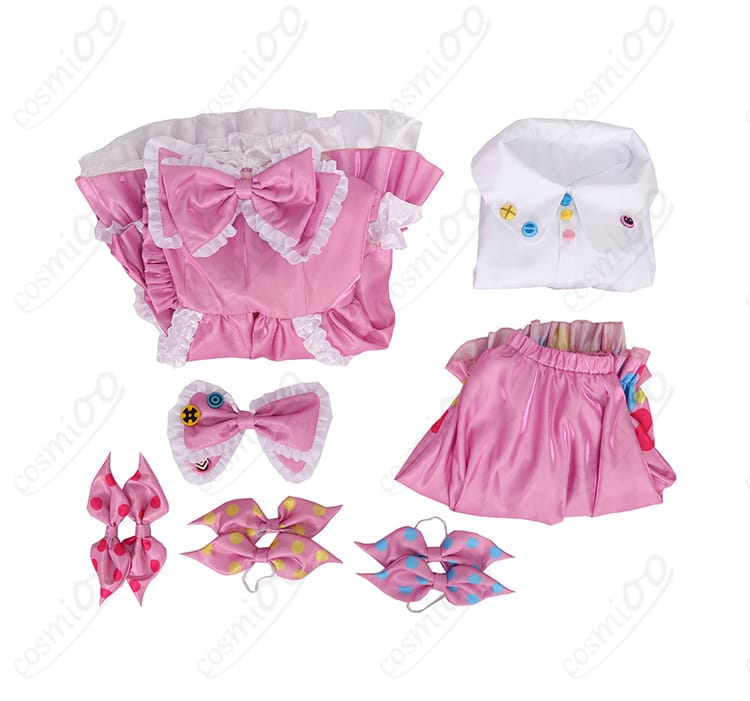 ワンピース、ブラウス、スカート、髪飾りを含む城ヶ崎ノア衣装4点セット