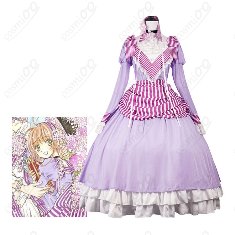 木之本桜のキャラクターイメージとドレスコスプレ衣装の全体比較