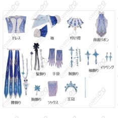 原神 氷の女皇（ツァーリツァ）王冠付きコスプレ衣装｜華やかな全13点セット - 5枚目の画像（サムネイル）