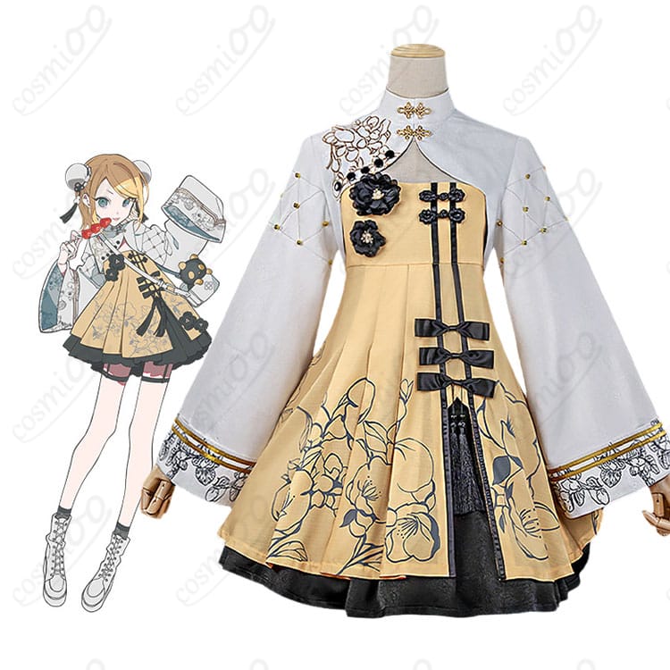 鏡音リンのキャラクターイメージとツリービレッジカフェ版チャイナ衣装の比較