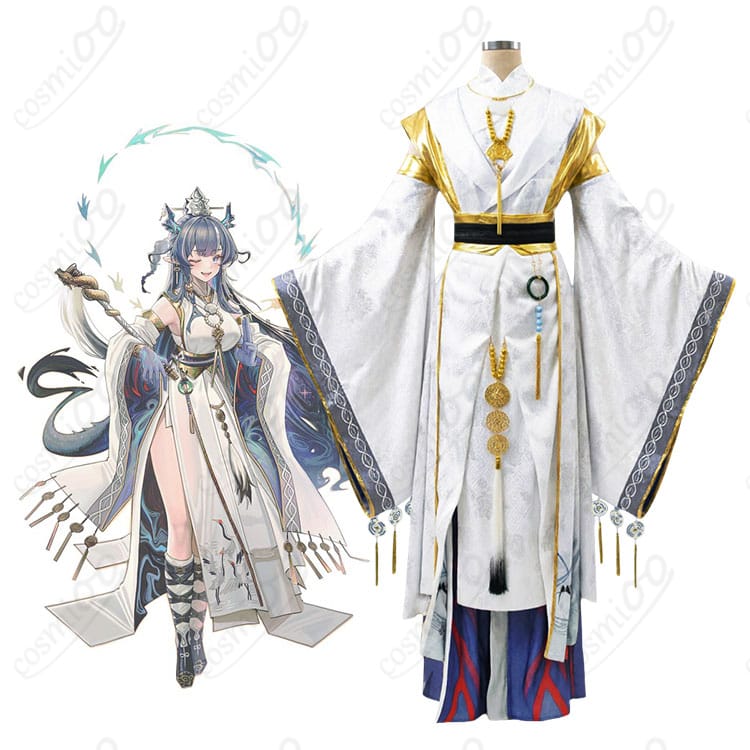 アークナイツのリィン濯冠纓のキャラクタービジュアルと白金のコスプレ衣装