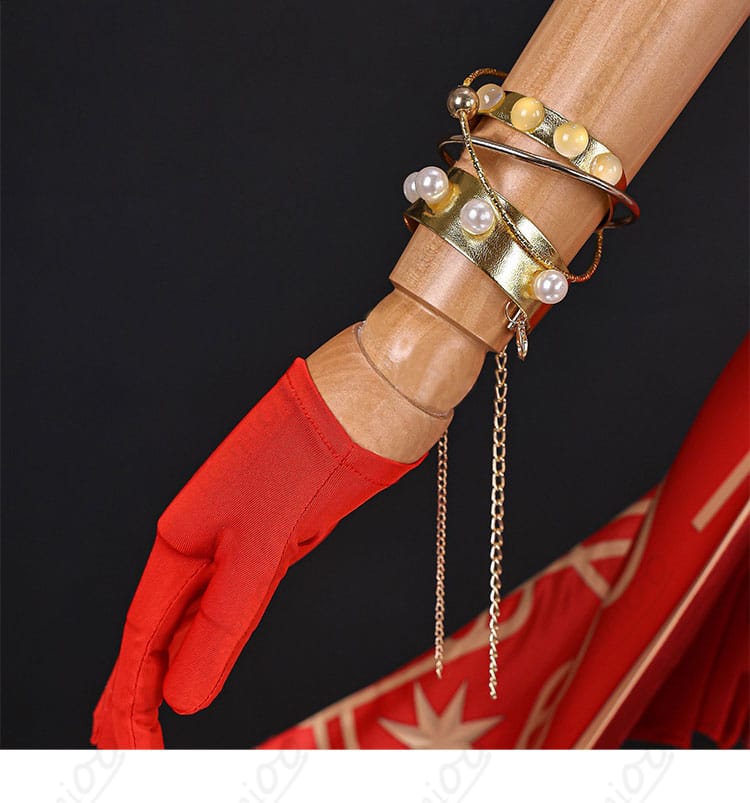 姫子・旅立ち衣装の手首飾りと手袋のディテール