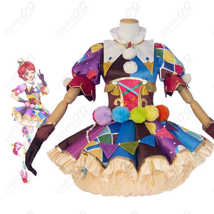 『アイカツ!』一ノ瀬かえでのキャラクターイメージとピエロカーニバルコーデ商品全体