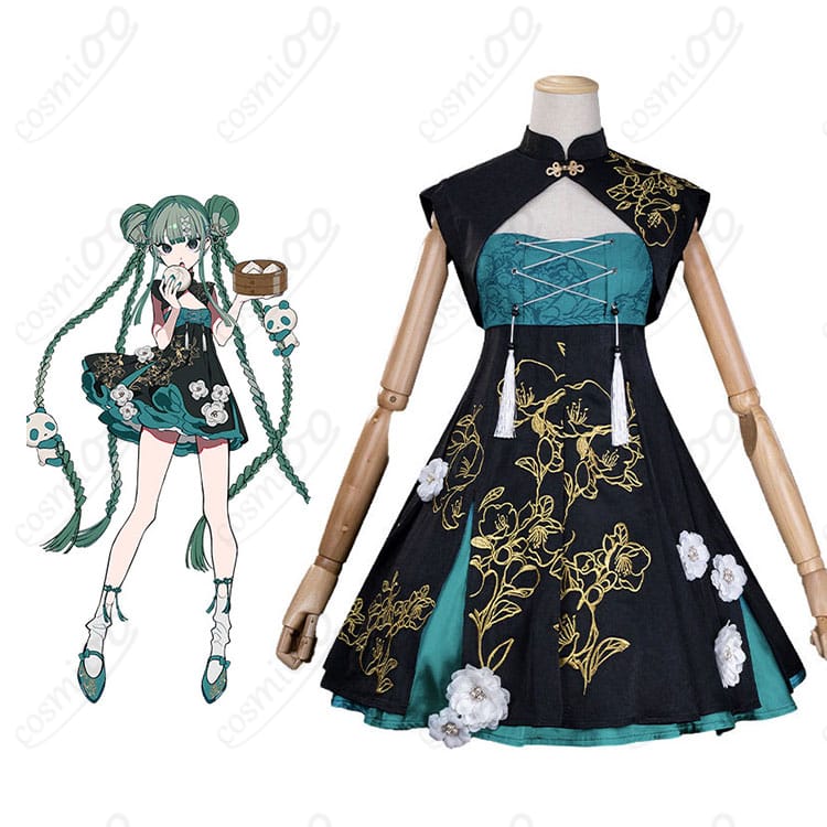 初音ミクのキャラクタービジュアルとツリービレッジカフェ・チャイナ風衣装のセット内容