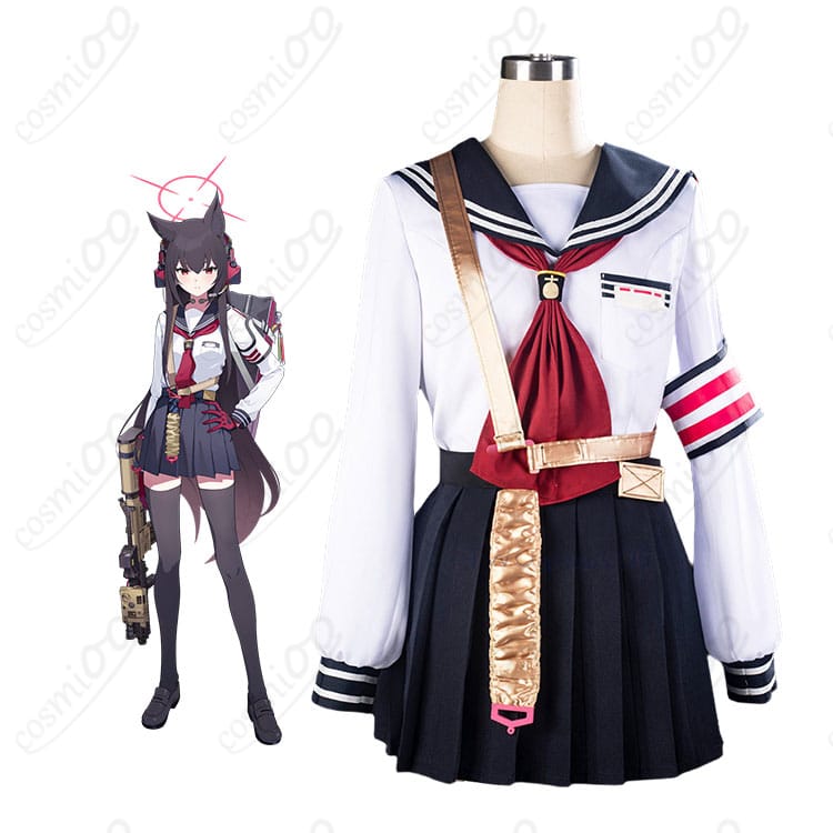 ブルーアーカイブの七度ユキノのキャラクター画像とセーラー制服風コスプレ衣装
