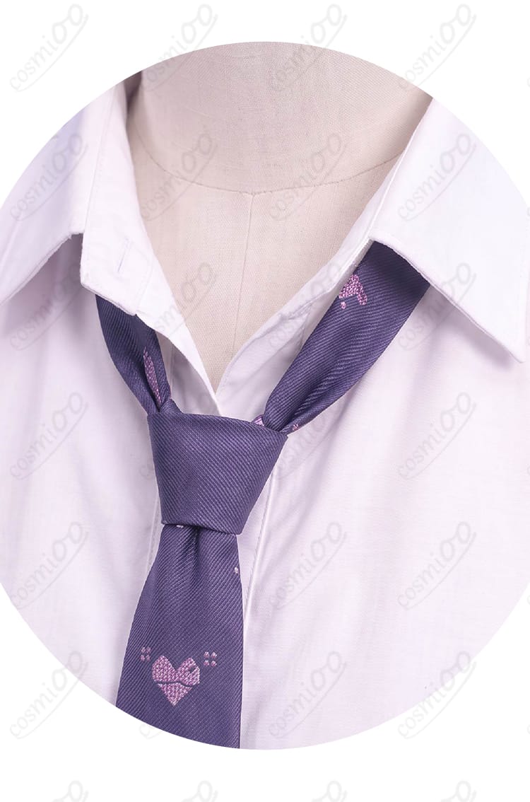 結城さくな 制服Ver.衣装のシャツ襟元とネクタイの細部