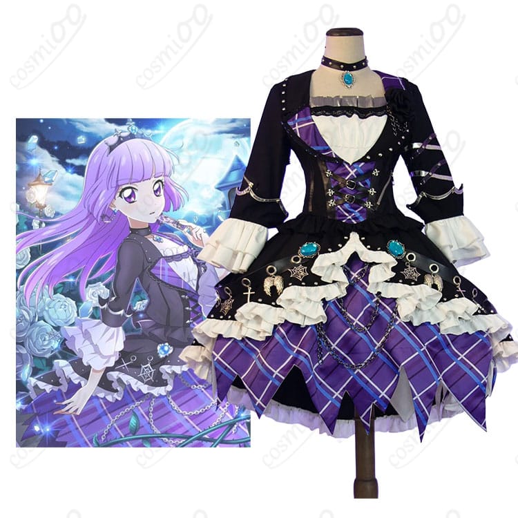 氷上スミレのキャラクター画像とブルーエンプレスコーデのコスプレ衣装