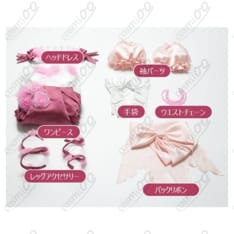 Re:ゼロから始める異世界生活（リゼロ）レム／ラム（レムりん）ローズドレスコスプレ衣装７点セット - 5枚目の画像（サムネイル）