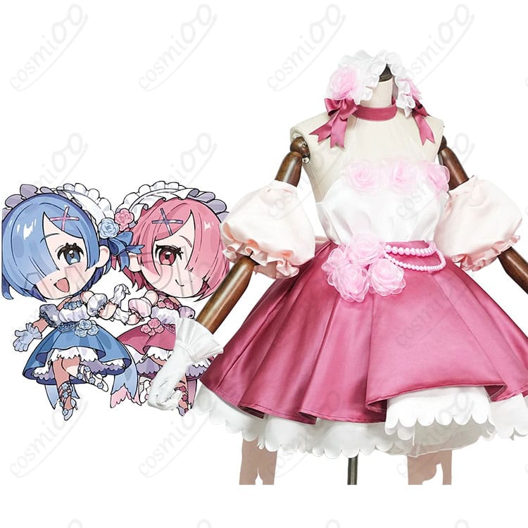 レム／ラムのキャラクター画像とローズドレスコスプレ衣装の商品画像