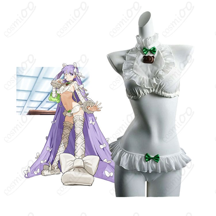 キングプロテアのキャラクター画像と水着風コスプレ衣装の商品画像
