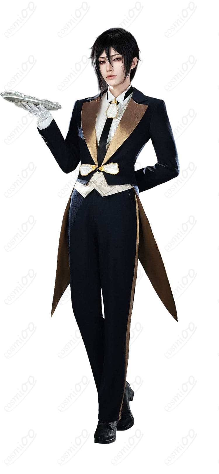 セバスチャン・ミカエリスのコスプレ衣装を正面から見た執事服のデザイン