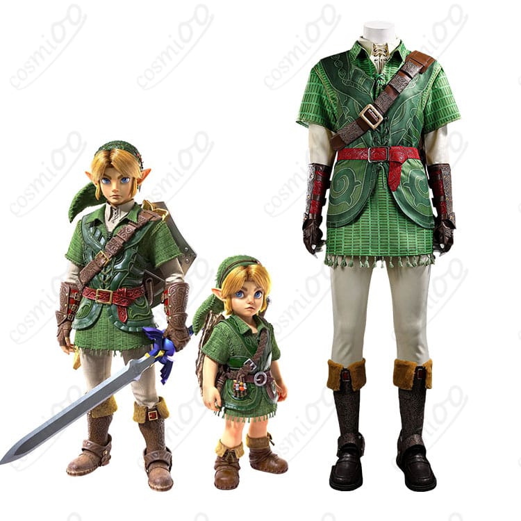 ゼルダの伝説 時のオカリナのリンクのキャラクター画像とコスプレ衣装の比較