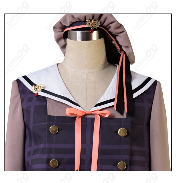 仙石忍 制服コスプレ 上衣前襟・リボン・帽子の細部アップ｜あんスタ衣装