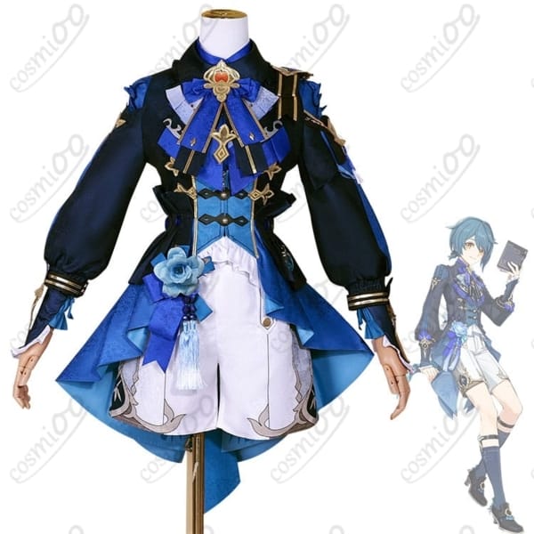 原神 行秋 コスプレ衣装 高品質 フルセット 璃月風の上品な紺×金デザイン
