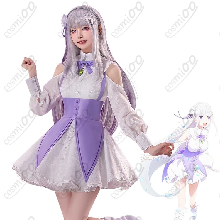 リゼロ エミリア Memory Snow コスプレ衣装｜清楚な冬のコートドレス - 1枚目の画像
