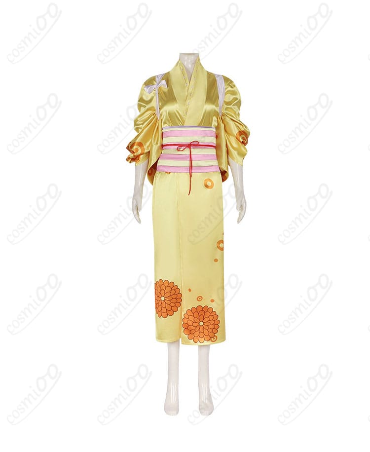 ONE PIECE 菊の丞 コスプレ衣装の正面図。詳細なデザインと忠実な再現度が特徴。コスプレ衣装通販で今すぐチェック！