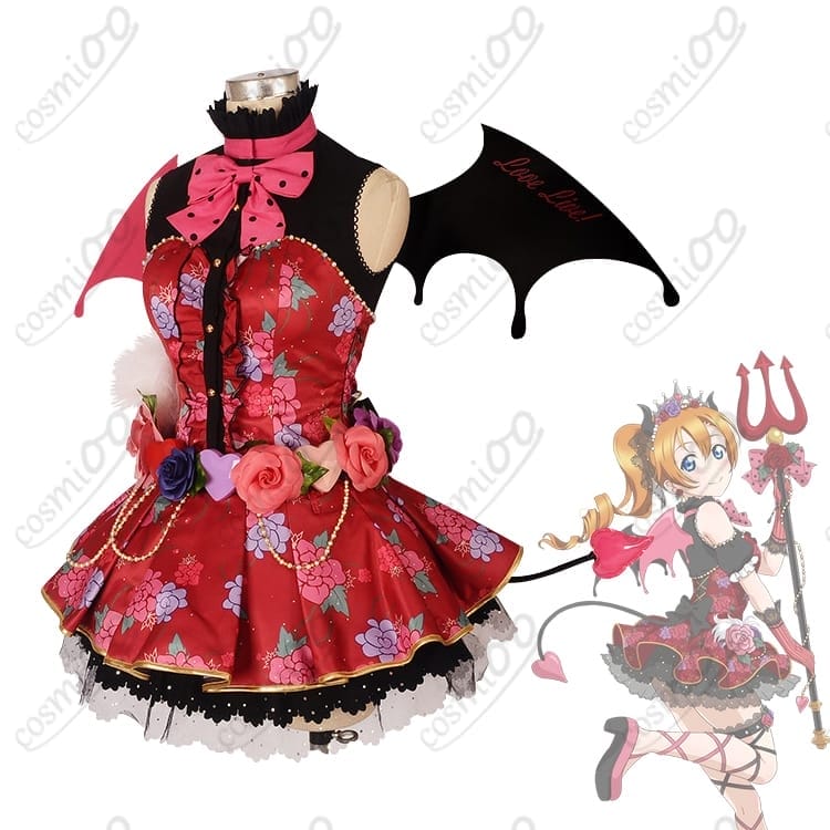 ラブライブ！高坂穂乃果 小悪魔覚醒後コスプレ衣装 黒×赤ゴシック 角羽アクセント - 2枚目の画像