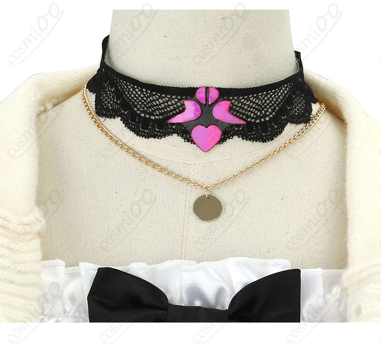 アイリス（IRyS）の私服衣装の首元装飾の詳細。エレガントで精緻なデザイン。