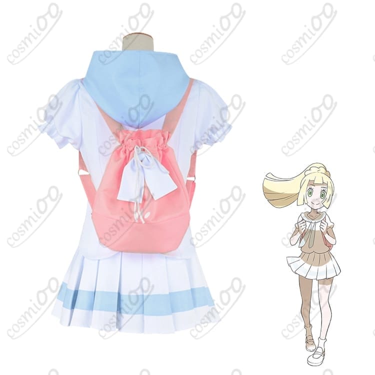 ポケモンUSUM リーリエ コスプレ衣装 白ワンピ＆つば広ハット風 高再現 - 2枚目の画像