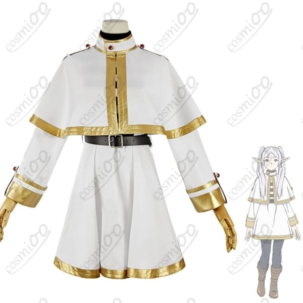 葬送のフリーレン『フリーレン』子供用コスプレ 高再現 白ワンピ＋黒マント＋耳付き