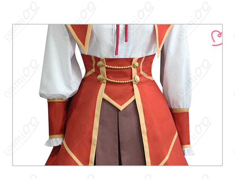 ユミエラ・ドルクネス コスプレ衣装の腰部の装飾細部。リボンや飾りが忠実に再現されています。