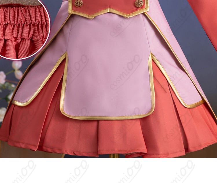 木之本桜 コスプレ衣装のスカート部分の装飾詳細。美しいプリーツとデザインが特徴的です。