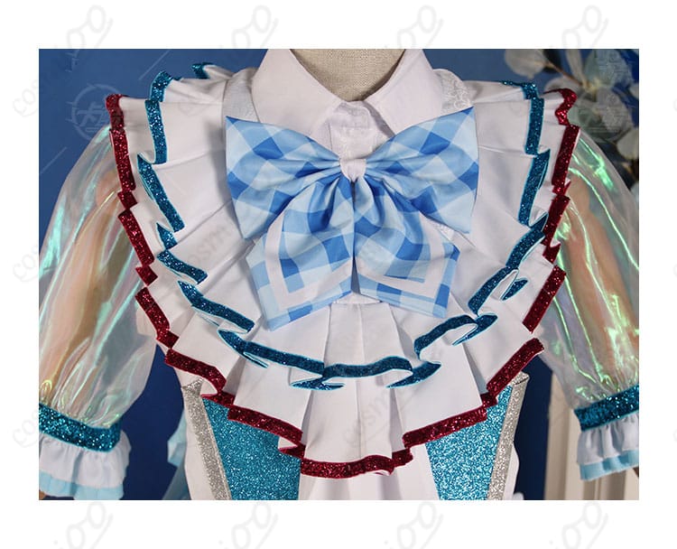 真中らぁら コスプレ衣装の上衣部分の正面装飾細部。刺繍や装飾が忠実に再現されており、コスプレイベントに最適です。