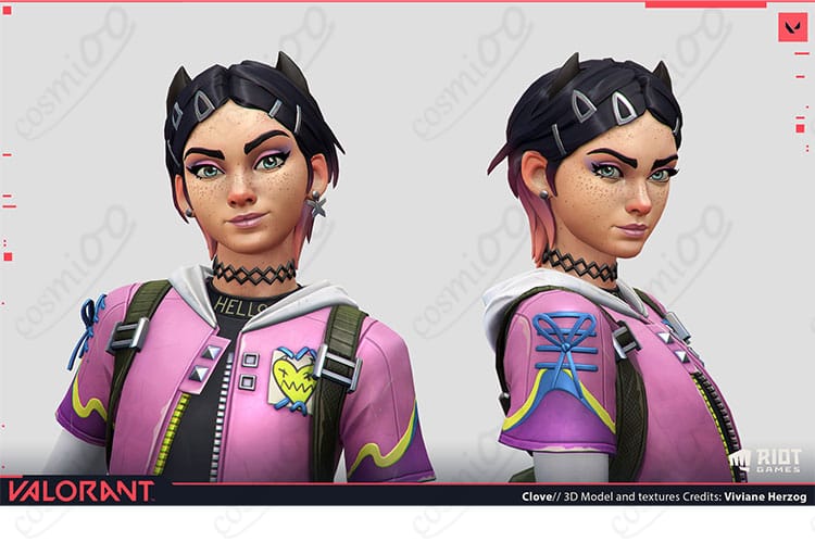 VALORANTのクローヴコスプレ衣装のキャラクター画像です。コスプレ衣装を忠実に再現。