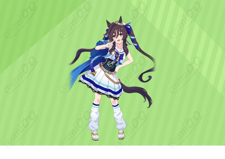 ウマ娘 プリティーダービー ヴィブロス コスプレ衣装 キャラクター人物図。ヴィブロスの特徴的なデザインが忠実に再現されたコスプレ衣装。