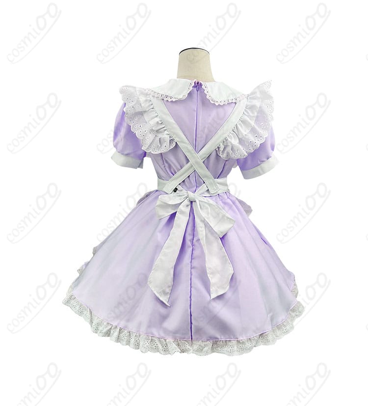「マギアレコード」暁美ほむらのメイド服コスプレ衣装背面。美しいシルエットと精巧なディテールが特徴。