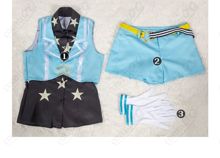 セット内容を紹介する画像。コスプレ衣装セットの全体を一度にチェックできます。