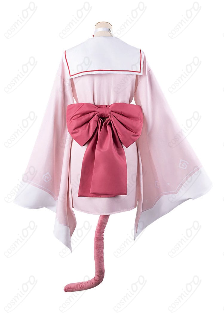 クロレラ観察部のモブキャラクターコスプレ衣装の背面画像。背部の蝶結びが特徴的なデザイン。