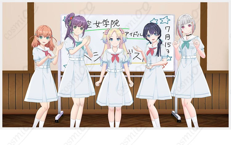 ラブライブ！蓮ノ空の日野下花帆、乙宗梢、藤島慈、大沢瑠璃乃、村野さやか、夕霧綴理のコスプレ衣装。キャラクターの特徴がよく再現されています。