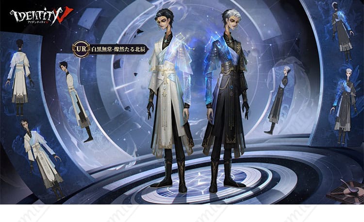 白黒無常（謝必安）のコスプレ衣装、ゲーム《第五人格》のキャラクター画像。高精度で再現されたデザイン。
