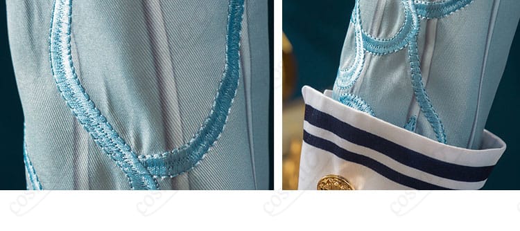コスプレ衣装の袖部分のデザインとディテール。手首部分の装飾も見ることができます。