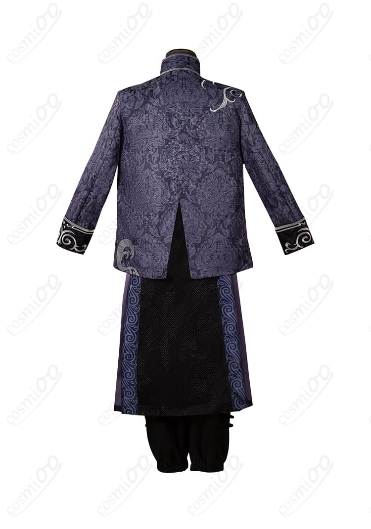 白黒無常コスプレ衣装の背面。背中の装飾と衣装全体の美しいシルエットが魅力。