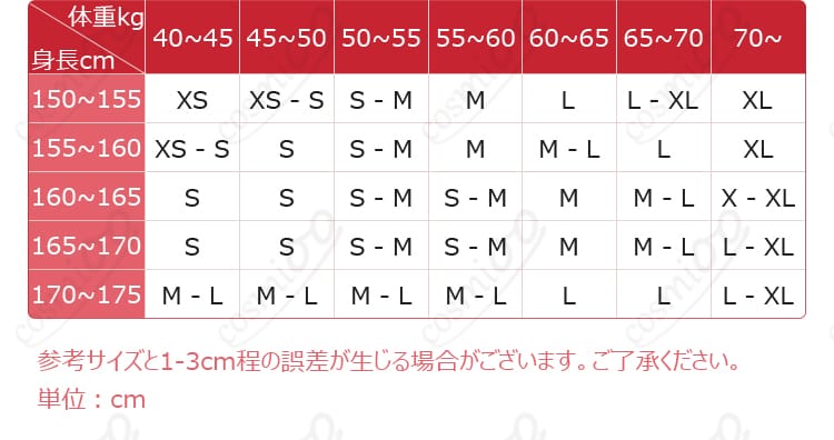 春麗 コスプレ衣装 サイズチャート サイズを確認して、自分にぴったりの衣装を見つけましょう！