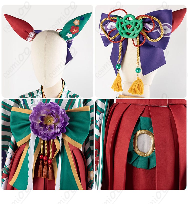 ウマ娘 プリティーダービー ナイスネイチャ コスプレ衣装 髪飾り、蝶結び、背面装飾の細部画像