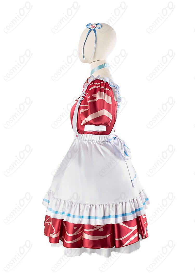赤見かるび メイド服の左側ディテール。背部の蝶結びや装飾がしっかりと表現されています。